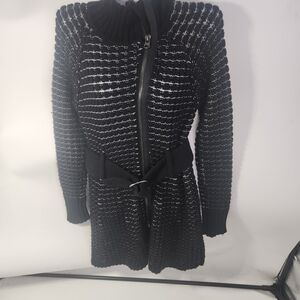 Armani Exchange Black and White Textured Knit Jacket
